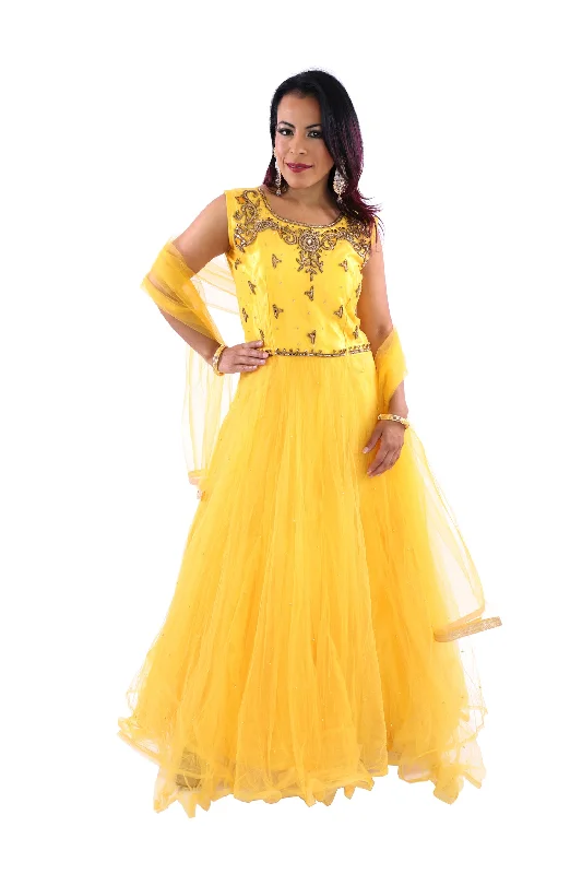 Price Meltdown Sunshine Yellow Floor Length Anarkali Gown - 9013