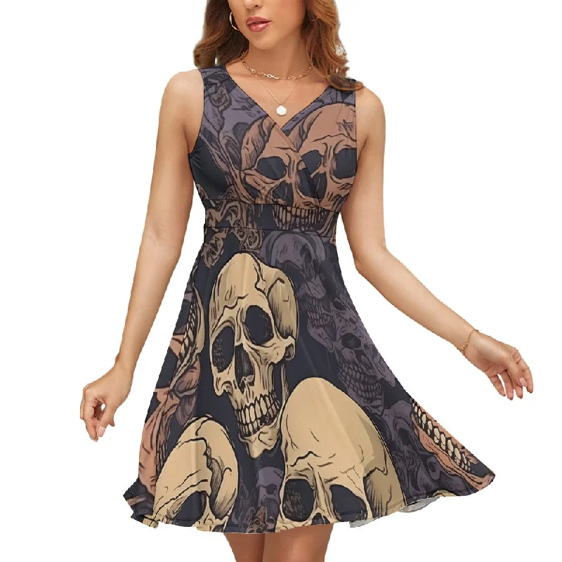 Early Access Skulls And Purple Sleeveless Dress