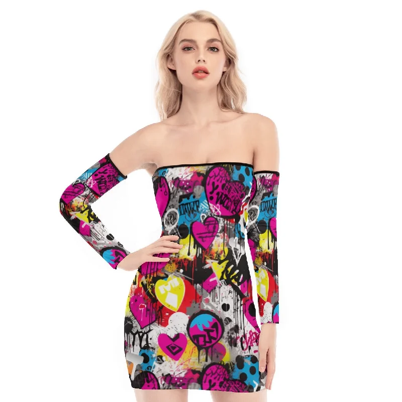 Deal Frenzy Rebel Love Off-shoulder Back Lace-up Dress