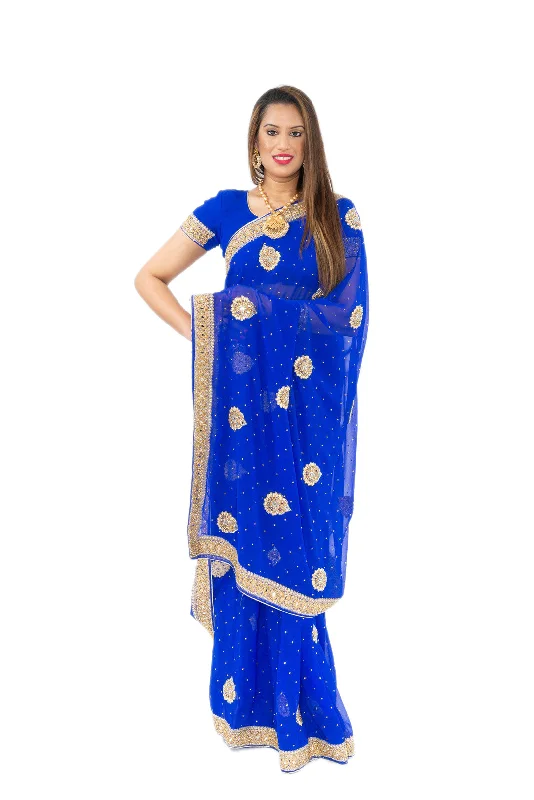 Sneak Peek Sale Empire Blue Pre-Pleated Ready-Made Sari-SNT10085