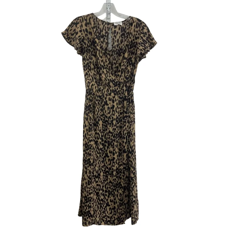 Flash Sale Sienna Sky Brown & Black Women's Leopard Print Faux Wrap Long A-Line Dress S Flash Sale Sienna Sky Brown & Black Women's Leopard Print Faux Wrap Long A-Line Dress S