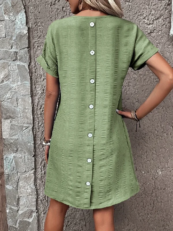Hurry In Vacation Linen V Neck Loose Dress  QPQ88