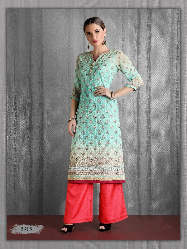 Doorbuster Deal Sea Green Embroidered Chikankari Kurti