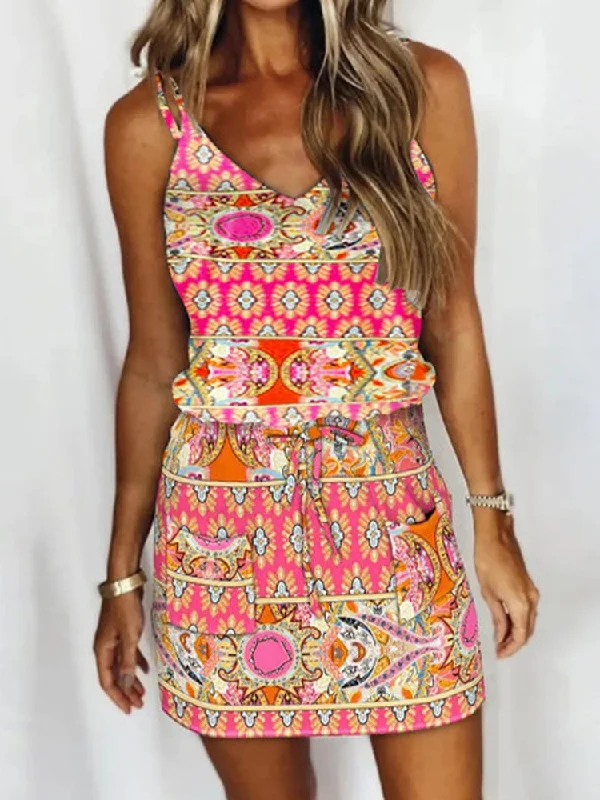 Overstock Sale Women's Spaghetti Regular Fit Ethnic Casual Dress AT10063