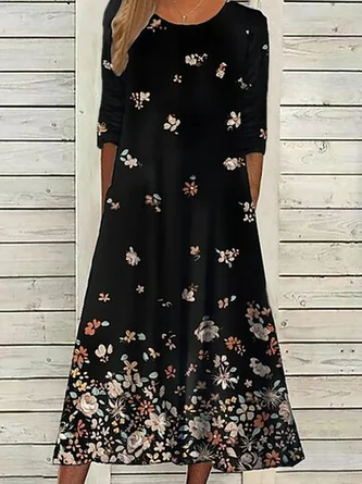 Great Bargains Vacation Floral Dress QAH47