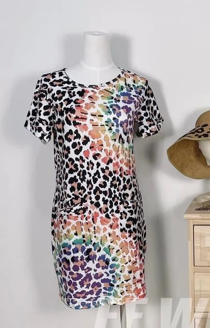 Big Savings Over the Rainbow Leopard Mini Dress