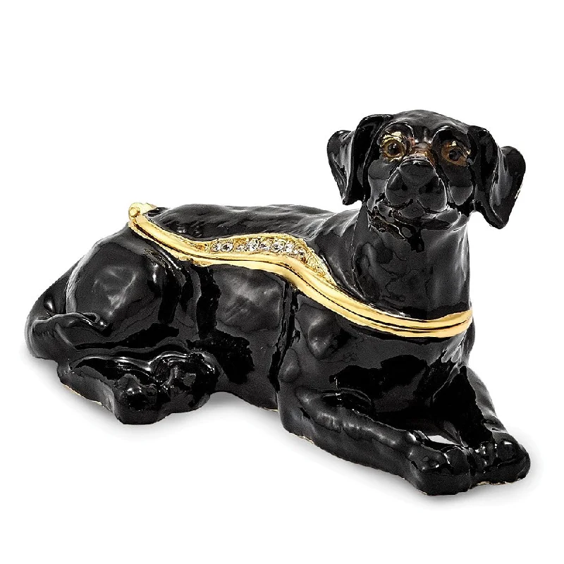 Today’s Deal Bejeweled Black Labrador Trinket Box with Charm Pendant