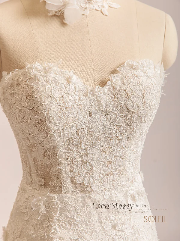 Major Savings SOLEIL / Sweetheart Wedding Dress with 3D Lace and Glitter Tulle