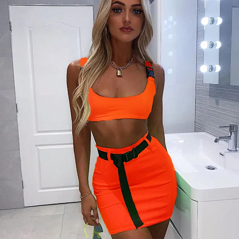 Online Exclusive Women's Casual High Waist Elastic Bodycon Two Piece Dress