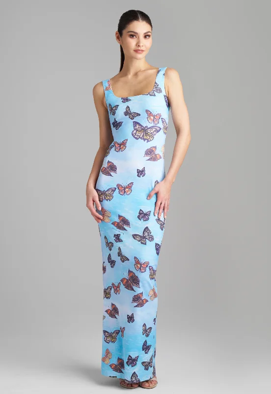 Year-End Sale Caterina Long Stretch Knit Dress in Papillon
