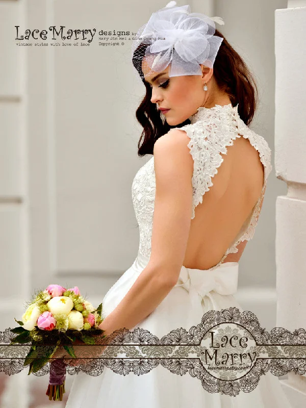 Online Specials Custom Short Wedding Dress With Illusion Lace Bodice