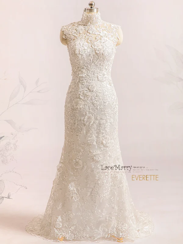 Must-Have Deals EVERETTE / Turtleneck 3D Lace Wedding Dress