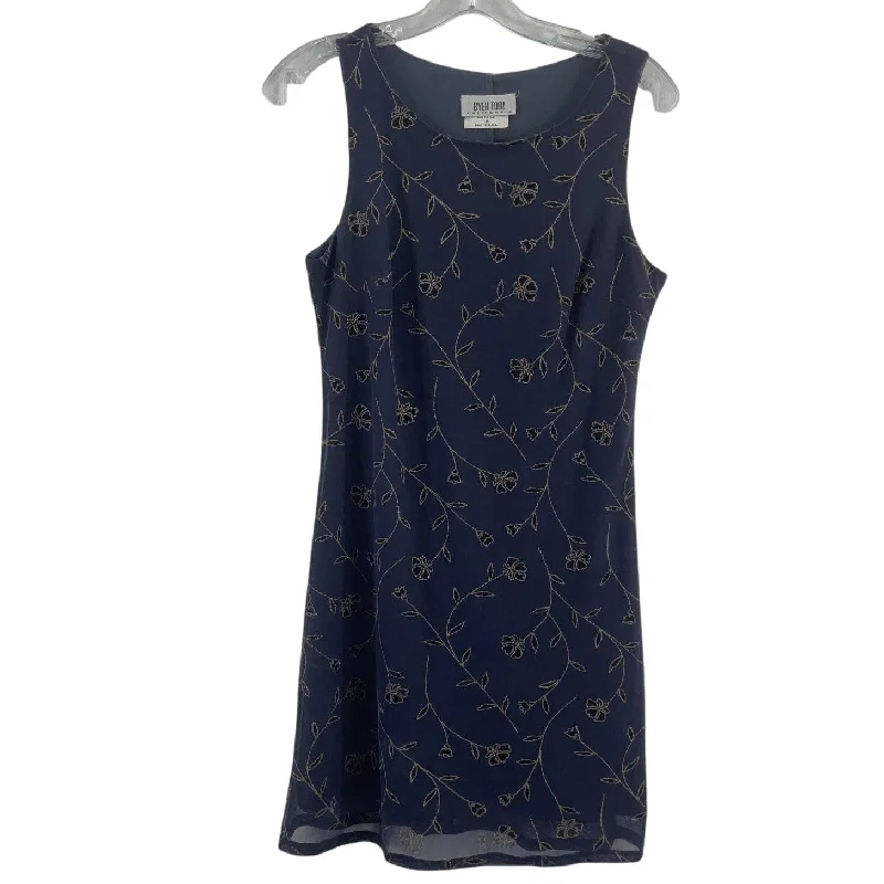 YEAR-End Sale Byer Too! Vintage Navy Sparkly Scoop Neck Sleeveless A-Line Dress Womens M Poly