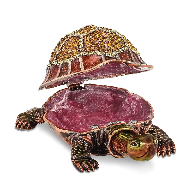 Savings Alert Lux by Jere Bejeweled RHODA Tortoise with Moving Head Trinket Box