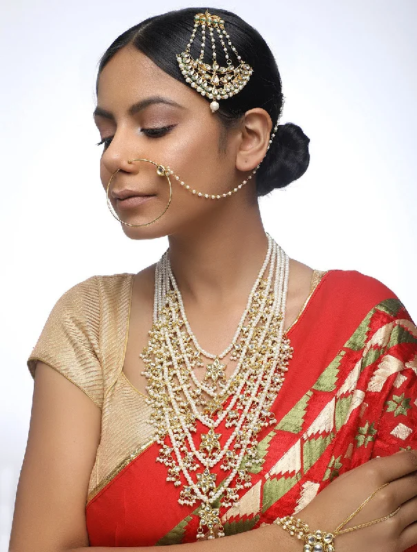 Bargain Blast Kundan Layered Neckpiece With Naath & Jhumaar - MRR81