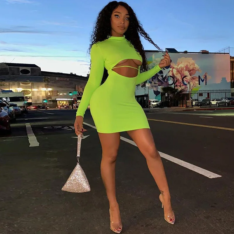 Quick Sale Women's Sheath Long-Sleeved Mini Dress