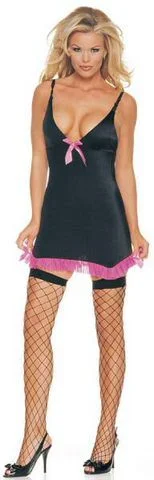Price Drop Lycra Garter Dress with Satin Bow and Mesh Trim
