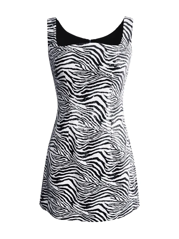 Friends and Family Sale Sequined Zebra Print Mini Dress