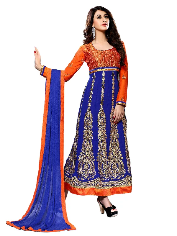 Today’s Deal Beautiful Orange and Blue Anarkali Churidar