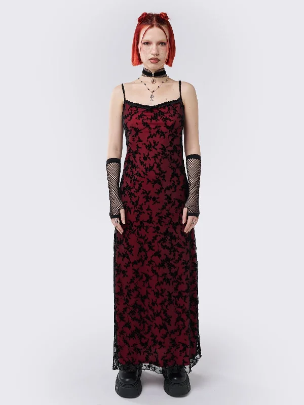 Huge Savings Titania Red Mesh Maxi Dress
