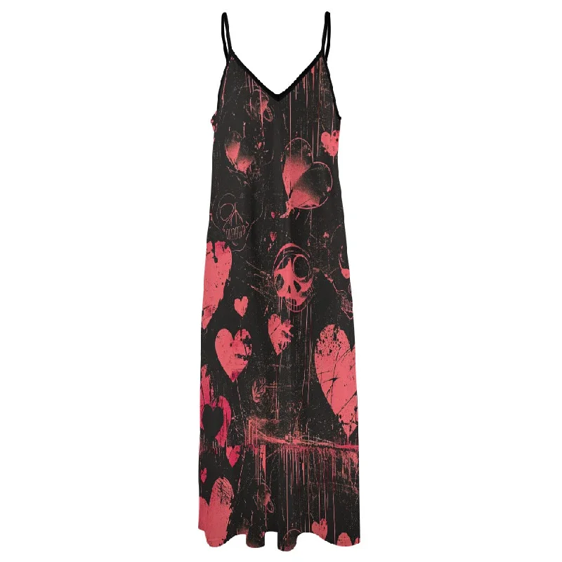 Super Savings Faded Hearts Sling Ankle Long Dress