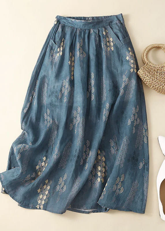 Discount Extravaganza Stylish Blue Wrinkled Print Patchwork Linen Skirt Summer LY0600 Discount Extravaganza Stylish Blue Wrinkled Print Patchwork Linen Skirt Summer LY0600