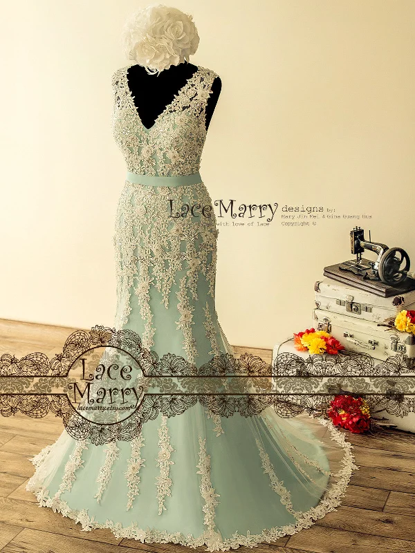 Limited Time Discount Fabulous Teal Wedding Dress with Intensive Beading