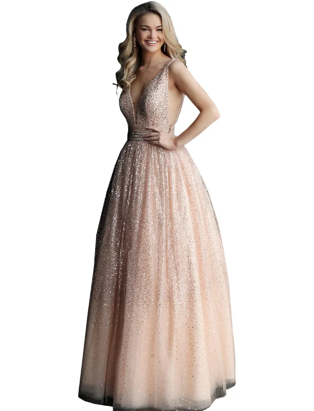 Super Sale Jovani Blush Embellished Bodice Glitter Prom Ballgown