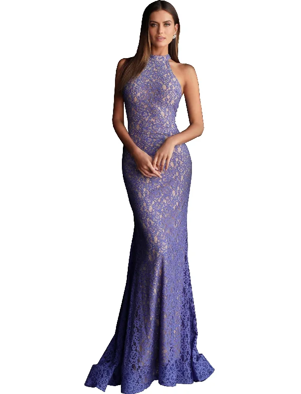 Value Deals Jovani Ink High Neck Racer Back Lace Prom Dress