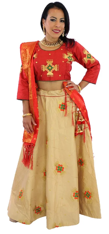 Exclusive Savings Festive Classic Red and Gold Lehenga - SNT11044