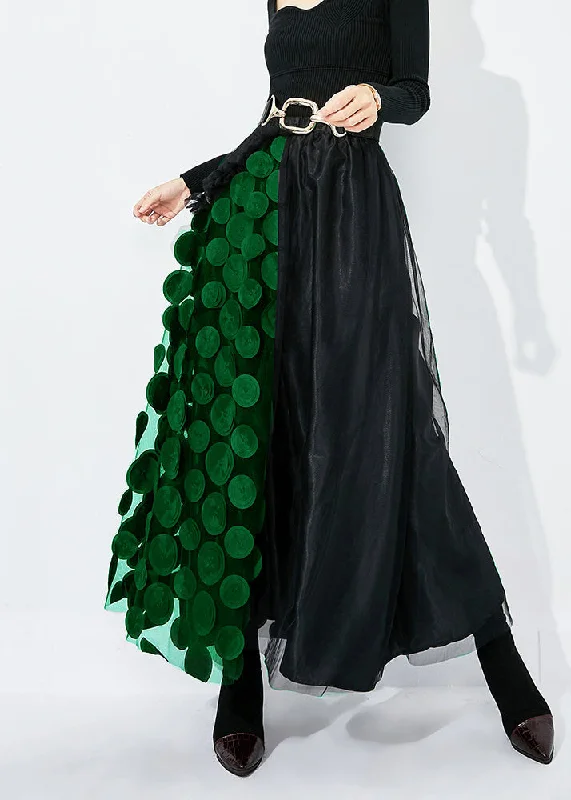 Sale Event Chic Black-Green Dot Ruffled Patchwork Dot Tulle A Line Skirts Summer LY0878 Sale Event Chic Black-Green Dot Ruffled Patchwork Dot Tulle A Line Skirts Summer LY0878