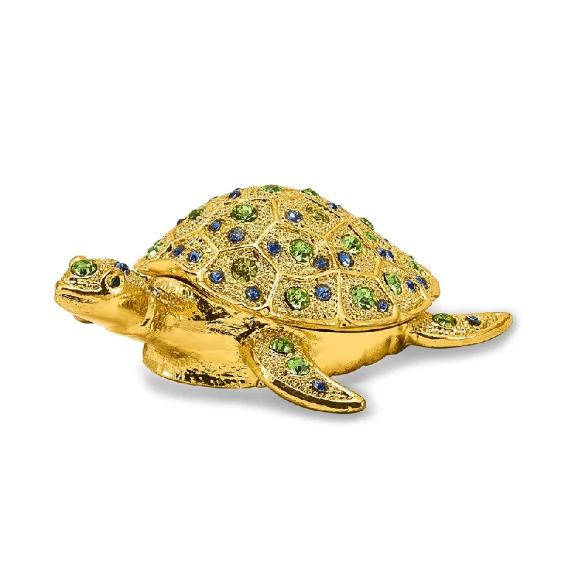 Special Offer Bejeweled Golden Sea Turtle Trinket Box with Charm Pendant