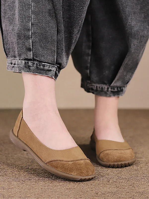 Bargain Prices Women Summer Retro Leather Spliced Flat Shoes TY1031