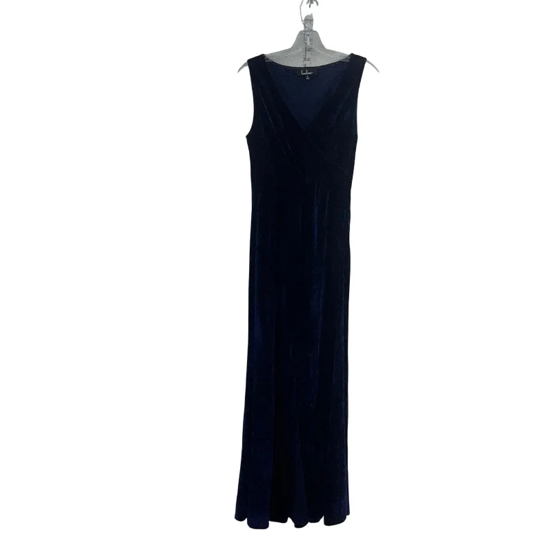 TIME-Limited Offer Lulu's Blue Long Women's Velvet A-Line Dress, Medium, Polyester, Preowned