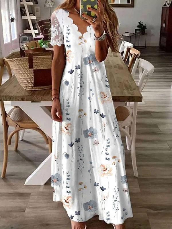 Price Rollback V Neck Floral Casual Lace Dress  QM69