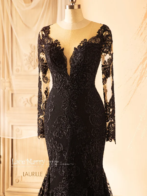 Markdowns LAURILLE / Off-Shoulder Black Lace Wedding Dress
