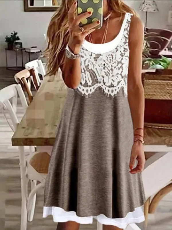 Act Fast Plain Crew Neck Casual Short sleeve Knit Dress  WE113