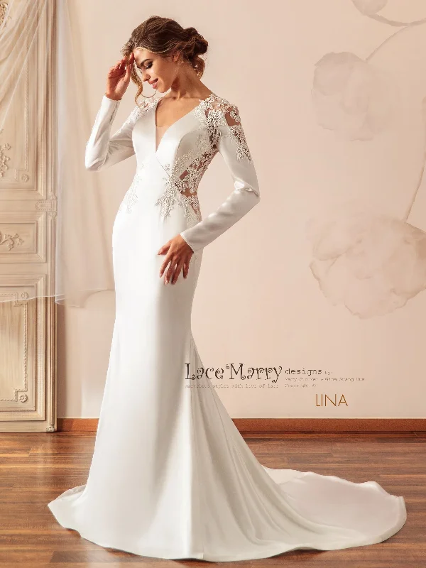 Today’s Deal LINA / Plain Wedding Dress with Feminine Cut-out Bodice