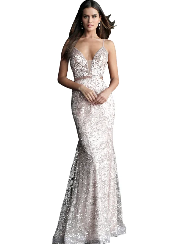 Act Now Jovani Rose Gold Mermaid Prom Dress