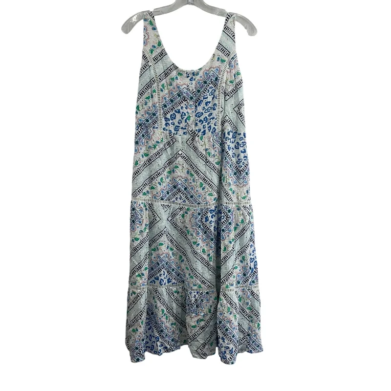 New Deals Tribal Jeans White & Blue Abstract Print Women's Midi Tank Sundress Size S New Deals Tribal Jeans White & Blue Abstract Print Women's Midi Tank Sundress Size S