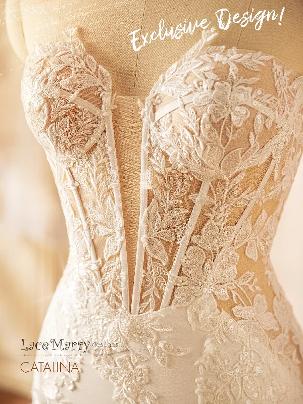 Today’s Special CATALINA / Sparkling Plain Wedding Dress with Sexy Plunge Neckline Today’s Special CATALINA / Sparkling Plain Wedding Dress with Sexy Plunge Neckline