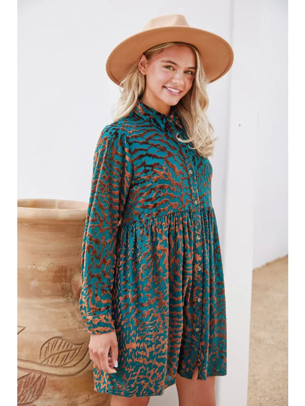 Best Deals Velvet Leopard Baby Doll Dress