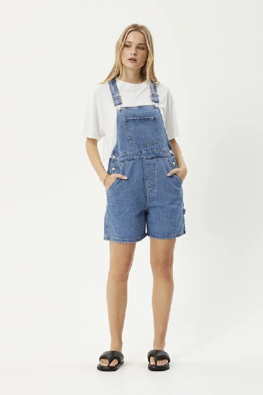 Stock Clearance Afends Lil Louis Denim Overall Worn Blue