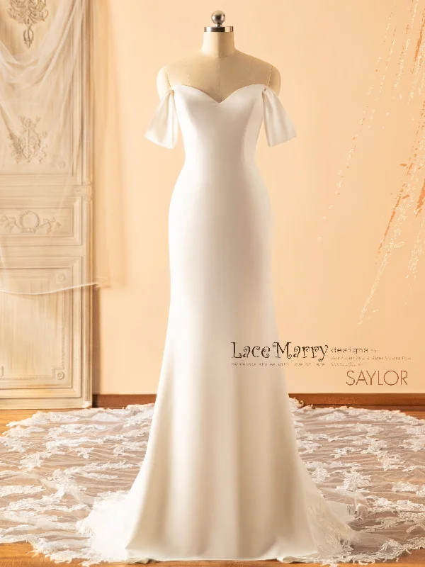 Today’s Special SAYLOR / Plain Wedding Dress with Long Lace Train