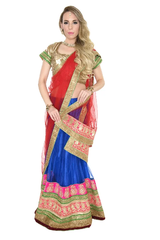 Stock Clearance Gorgeous Red and Blue Lehenga Choli-SNT11128