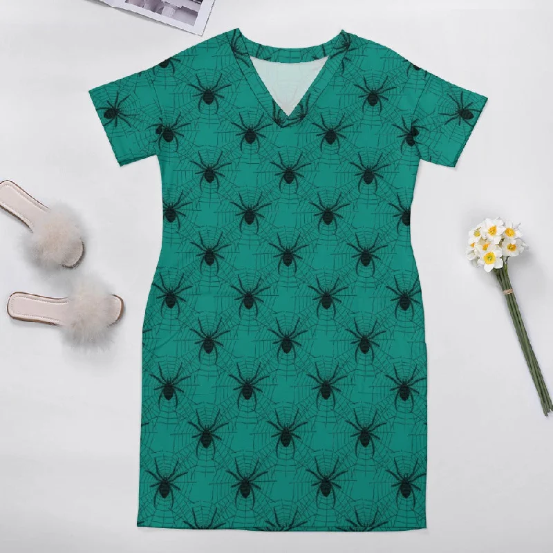 Savings Galore Spiders Loose Dress With Pockets