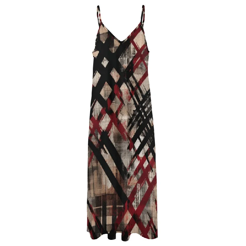 Markdown Madness Distressed Plaid Sling Ankle Long Dress