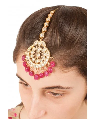 Exclusive Offers Kundan Tikka With Maroon Stones - MRR202