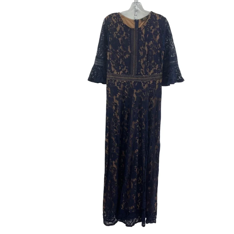 Special Price MissMay Long Shift Dress Women's Sheer Lace Formal Blue/Beige, New, Size L
