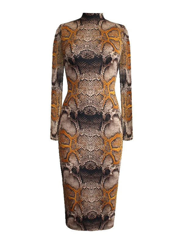Crazy Savings Full Sleeve Snake Skin Dress